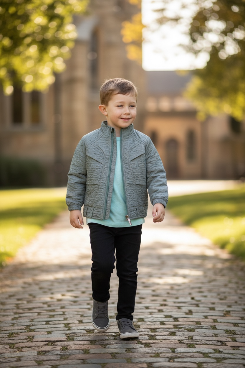 Boys crinkle jacket with jeans and shirt