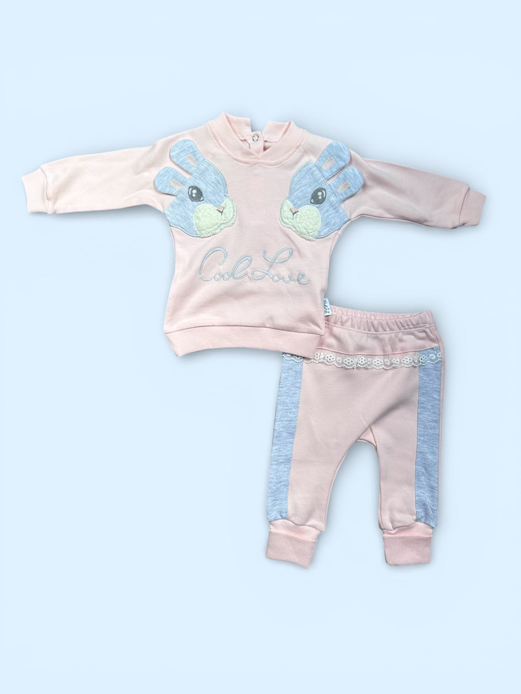 Two piece soft shirt and jogging pant wit rabbit detail