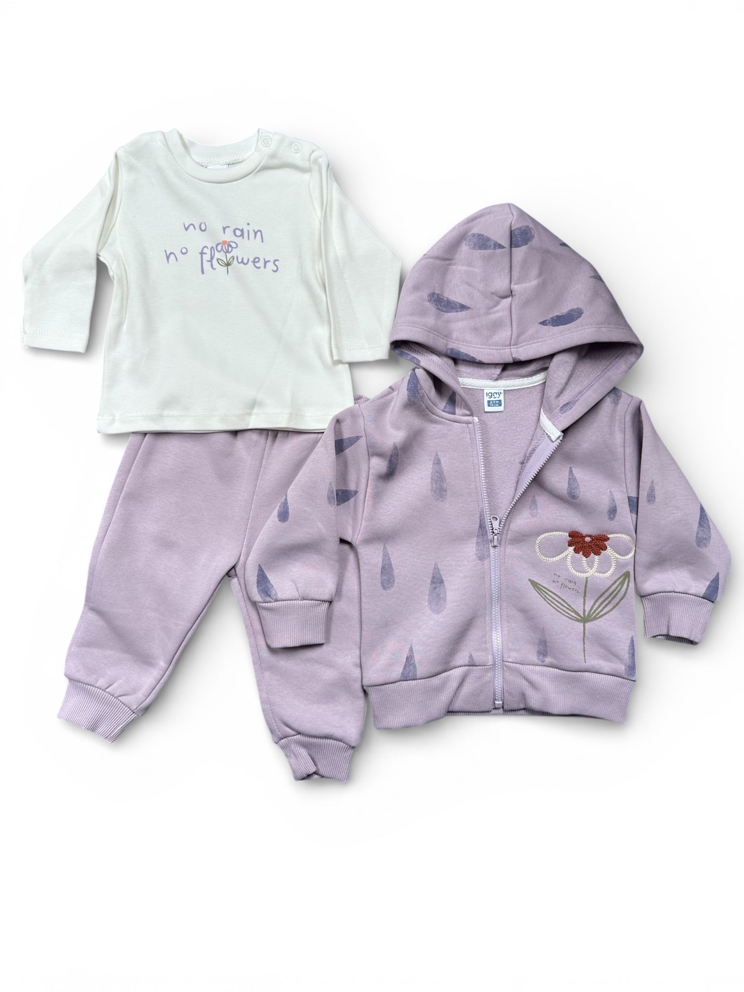 Three piece zipped hoodie, shirt and soft jogging pants