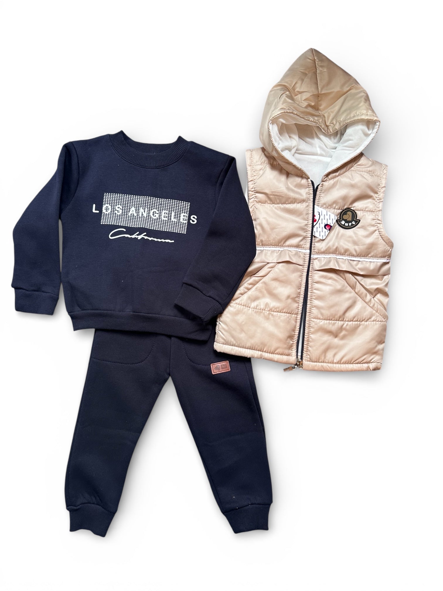 Body warmer, sweater and soft jogging pants