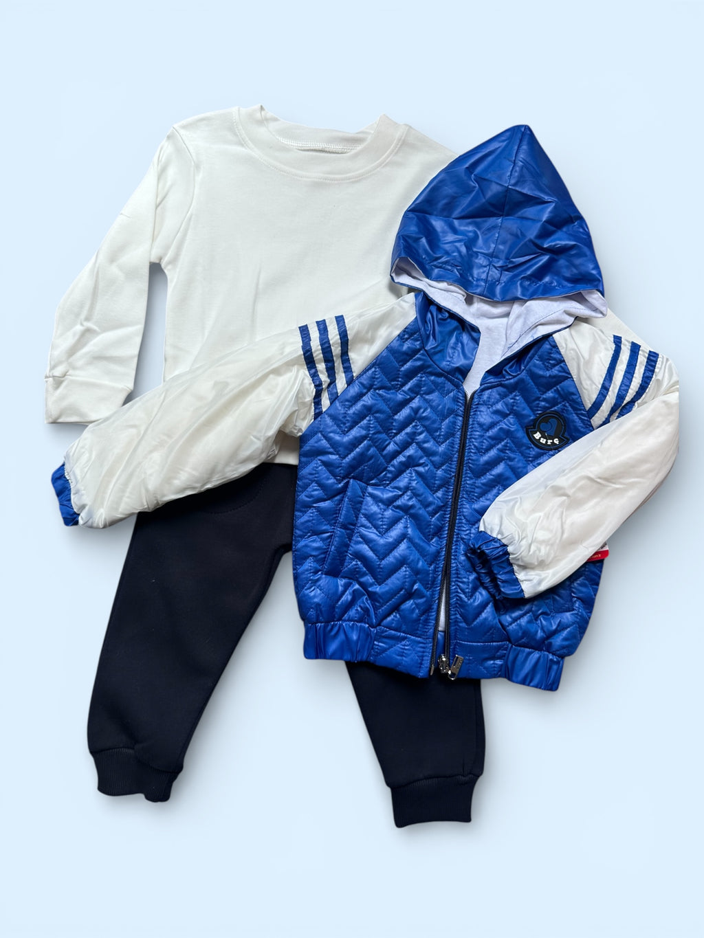 Boys - jacket, jeans and long-sleeve shirt.