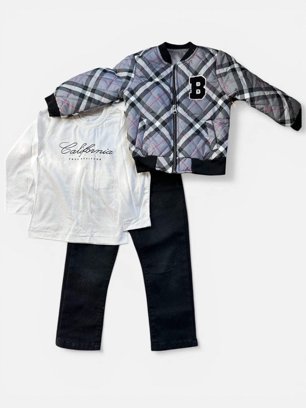 Stylish boys jacket with jeans and shirt