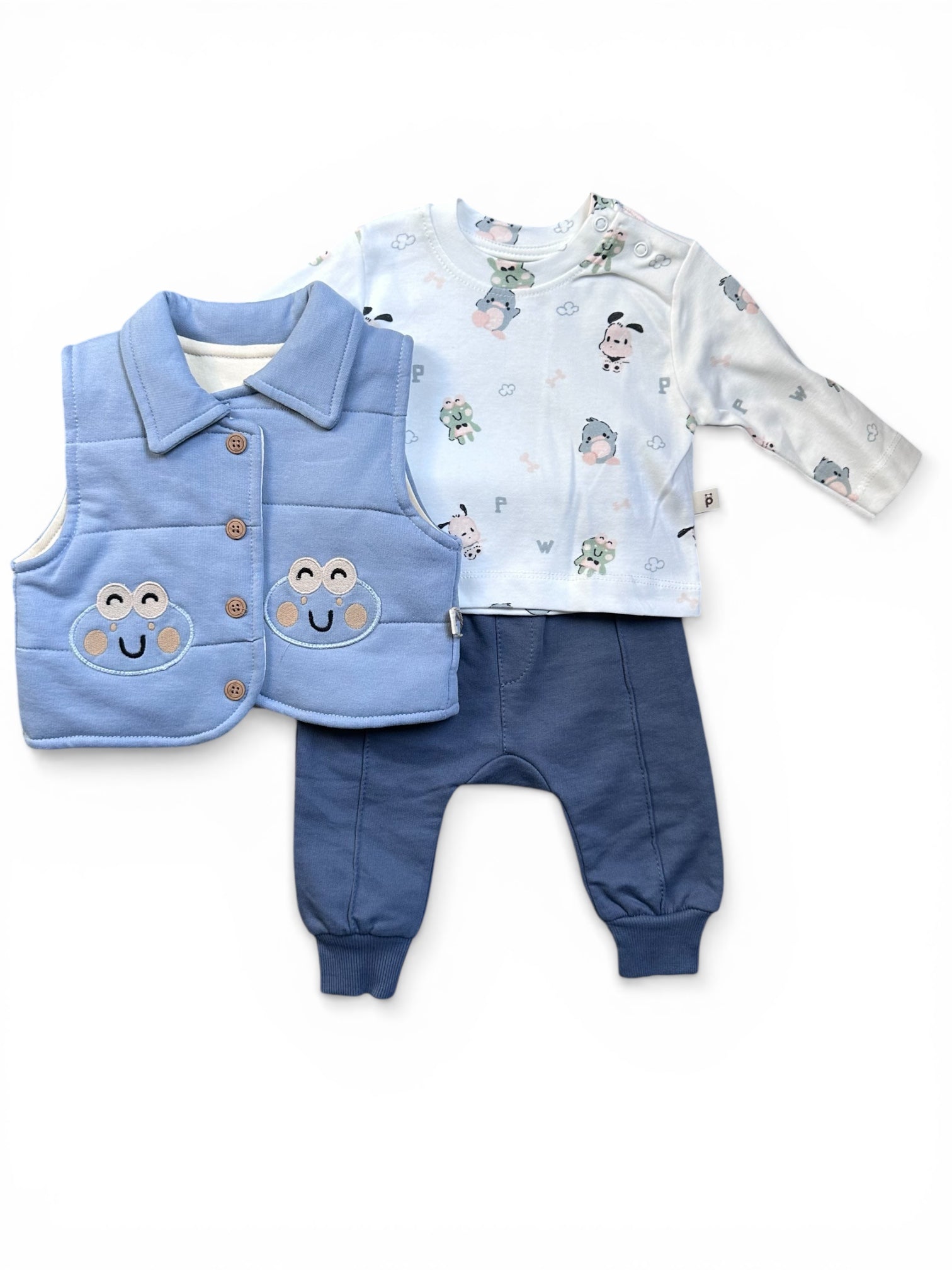 Boys gilet, long sleeve shirt and soft jogging pants