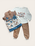 Girls - bodywarmer, jogging pants and long-sleeve shirt