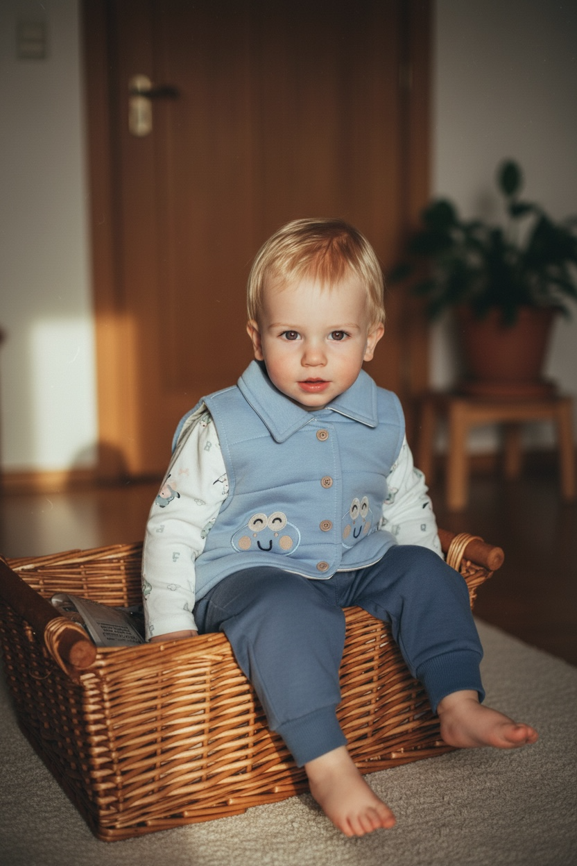 Boys gilet, long sleeve shirt and soft jogging pants