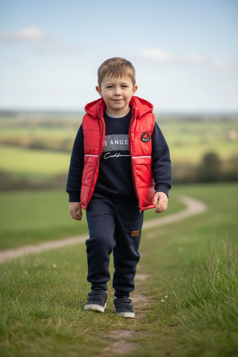 Body warmer, sweater and soft jogging pants