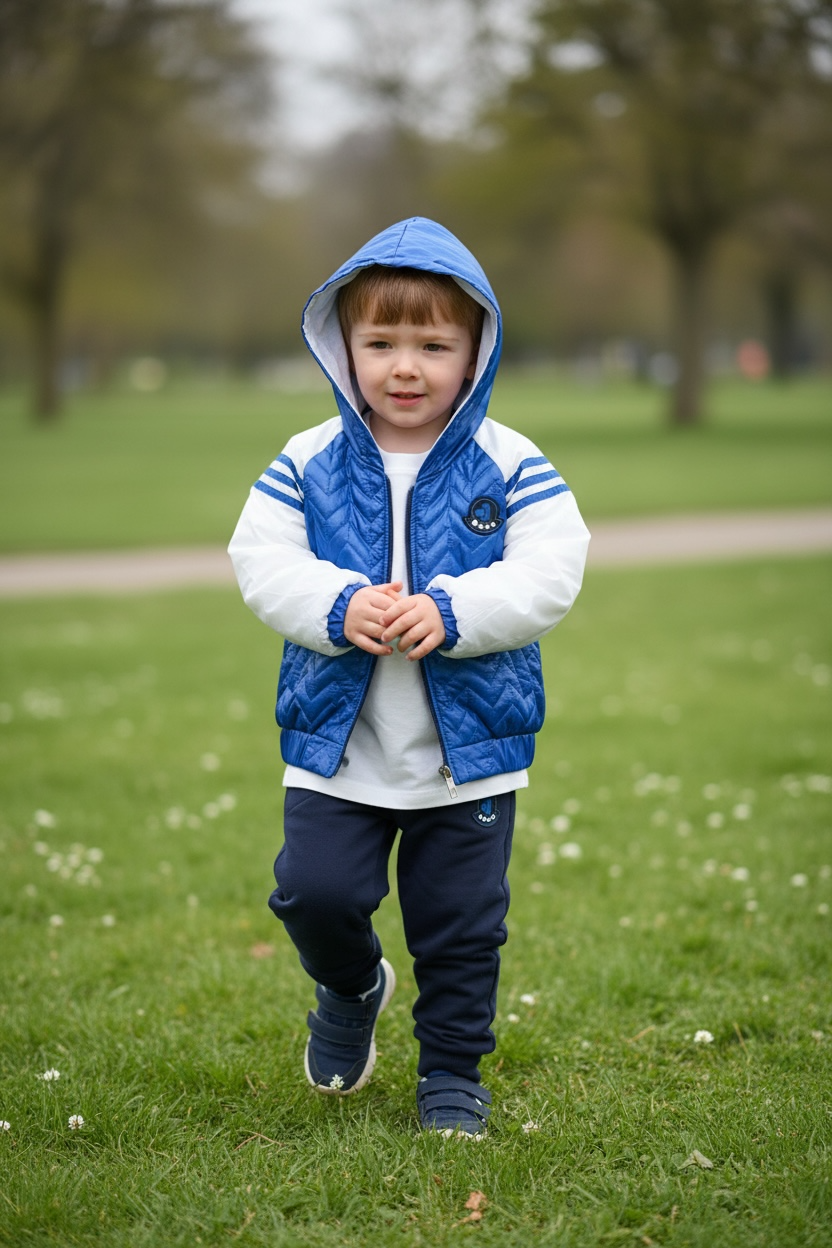 Boys - jacket, jeans and long-sleeve shirt.