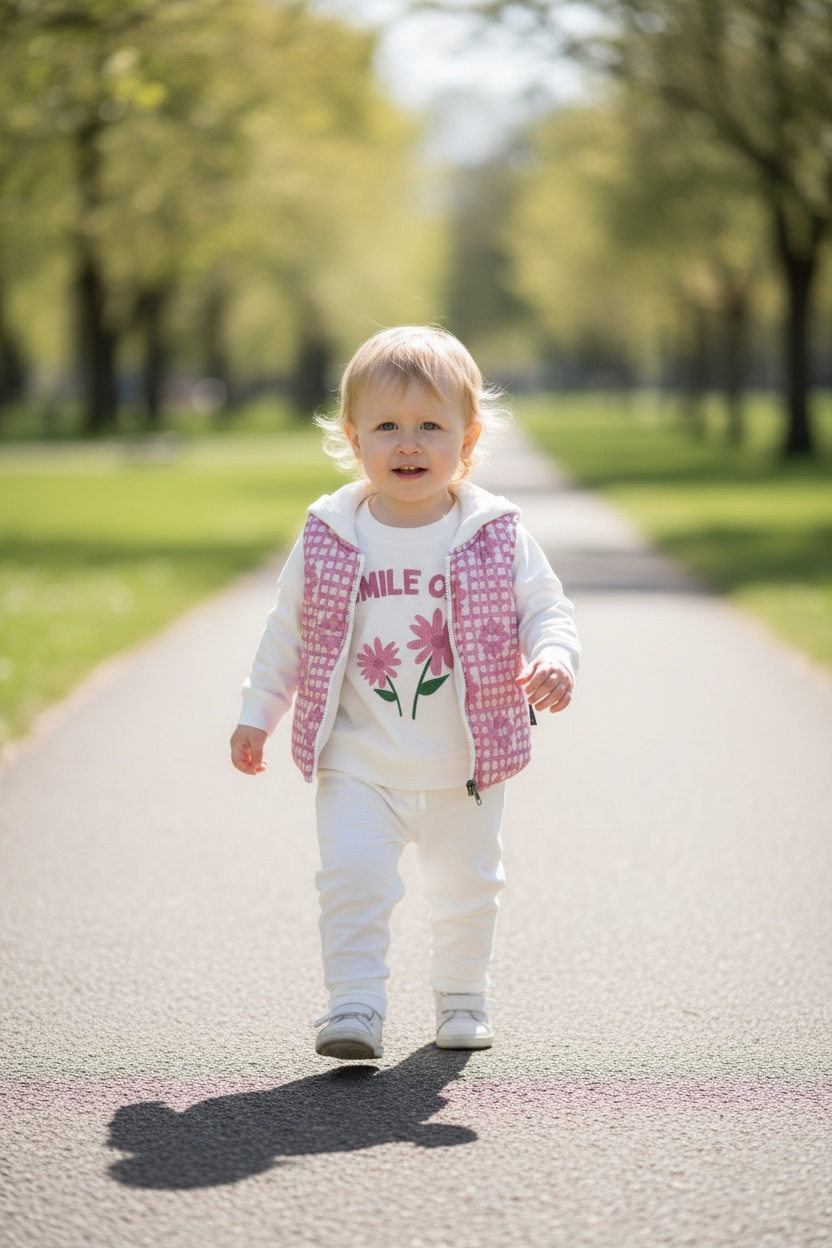 Girls - bodywarmer, joggings pants and long-sleeve shirt