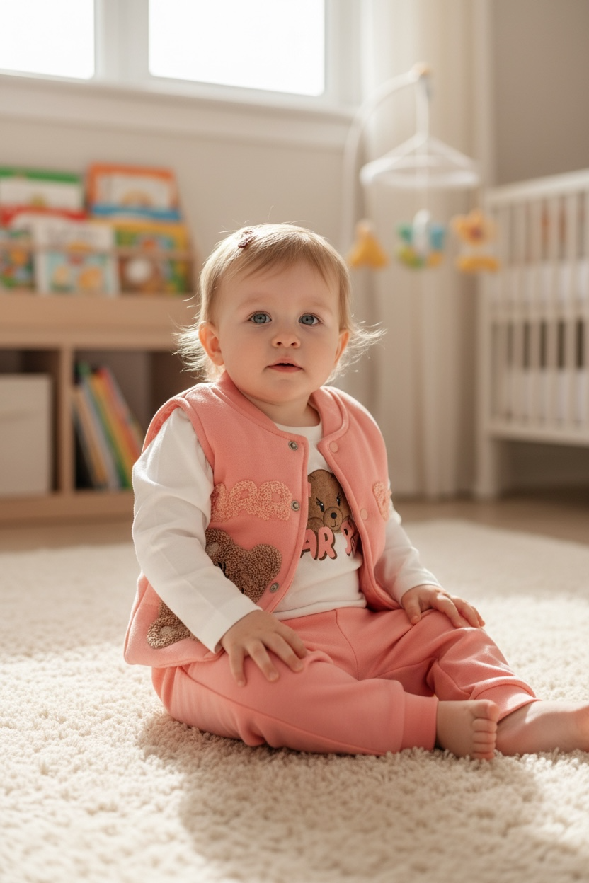 Girls - gilet, pants and long sleeve shirt
