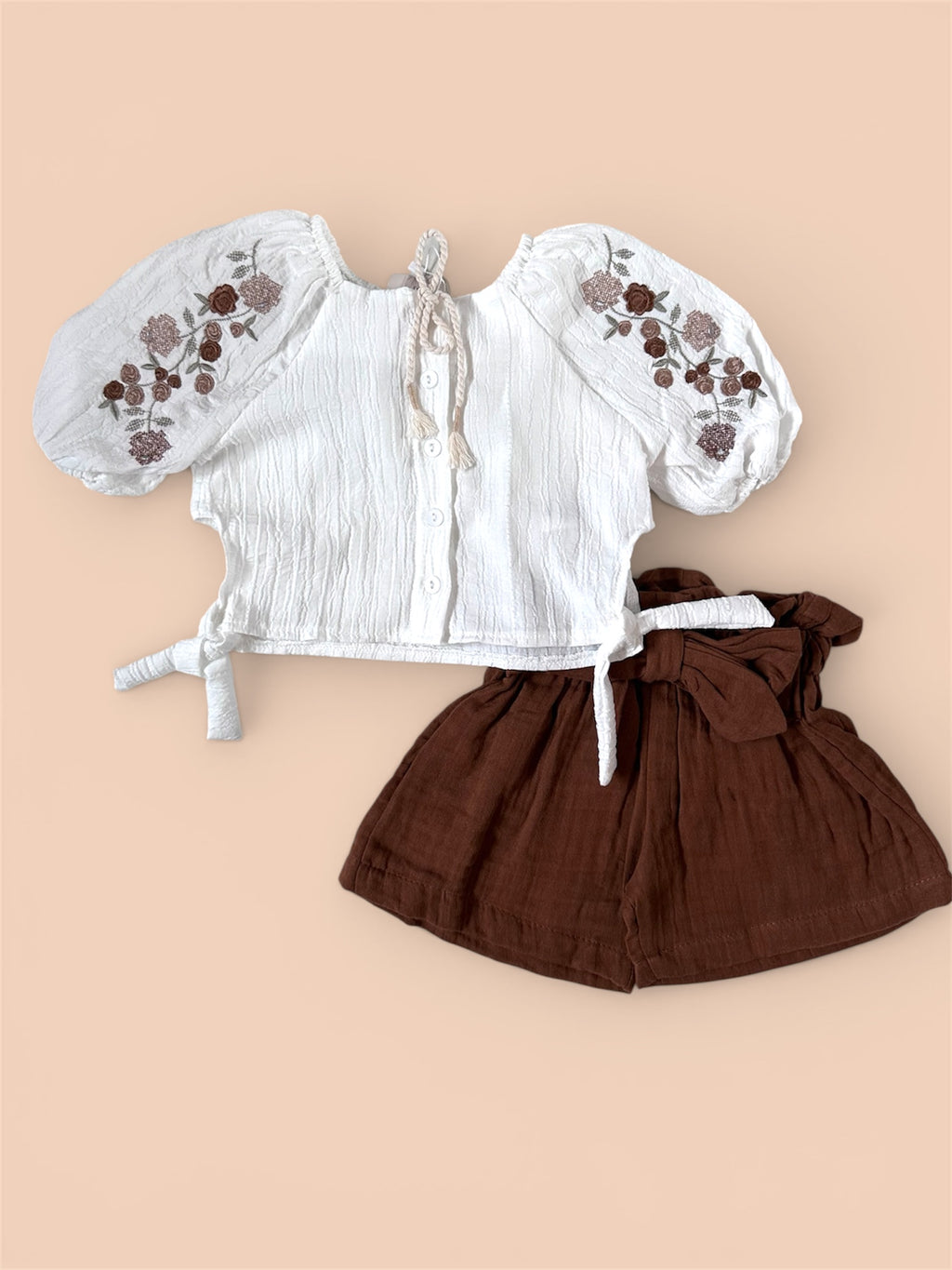 Girls linen set blouse and shorts