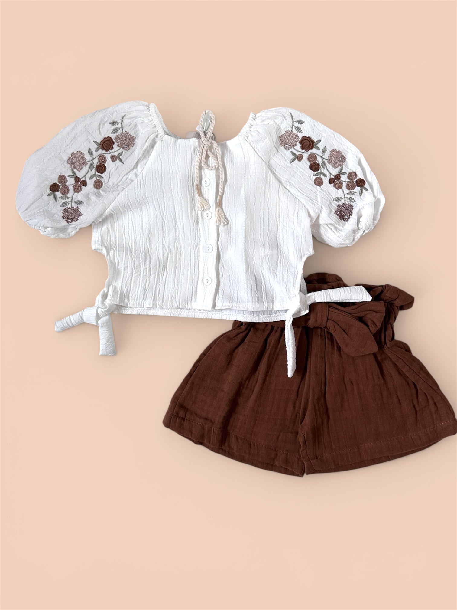 Girls linen set blouse and shorts
