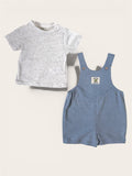 Baby boy dungaree shorts and t-shirt