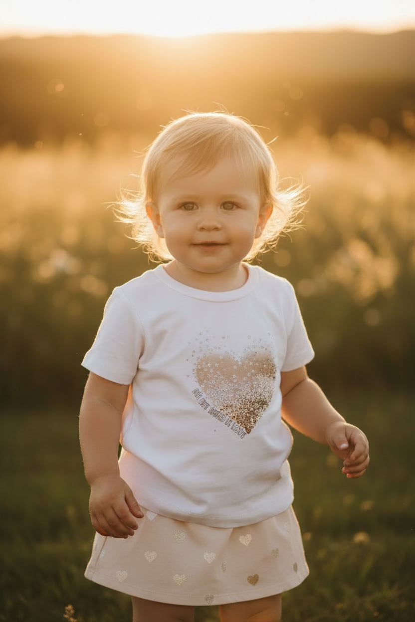 Girls two piece white print t-shirt and shorts skirt