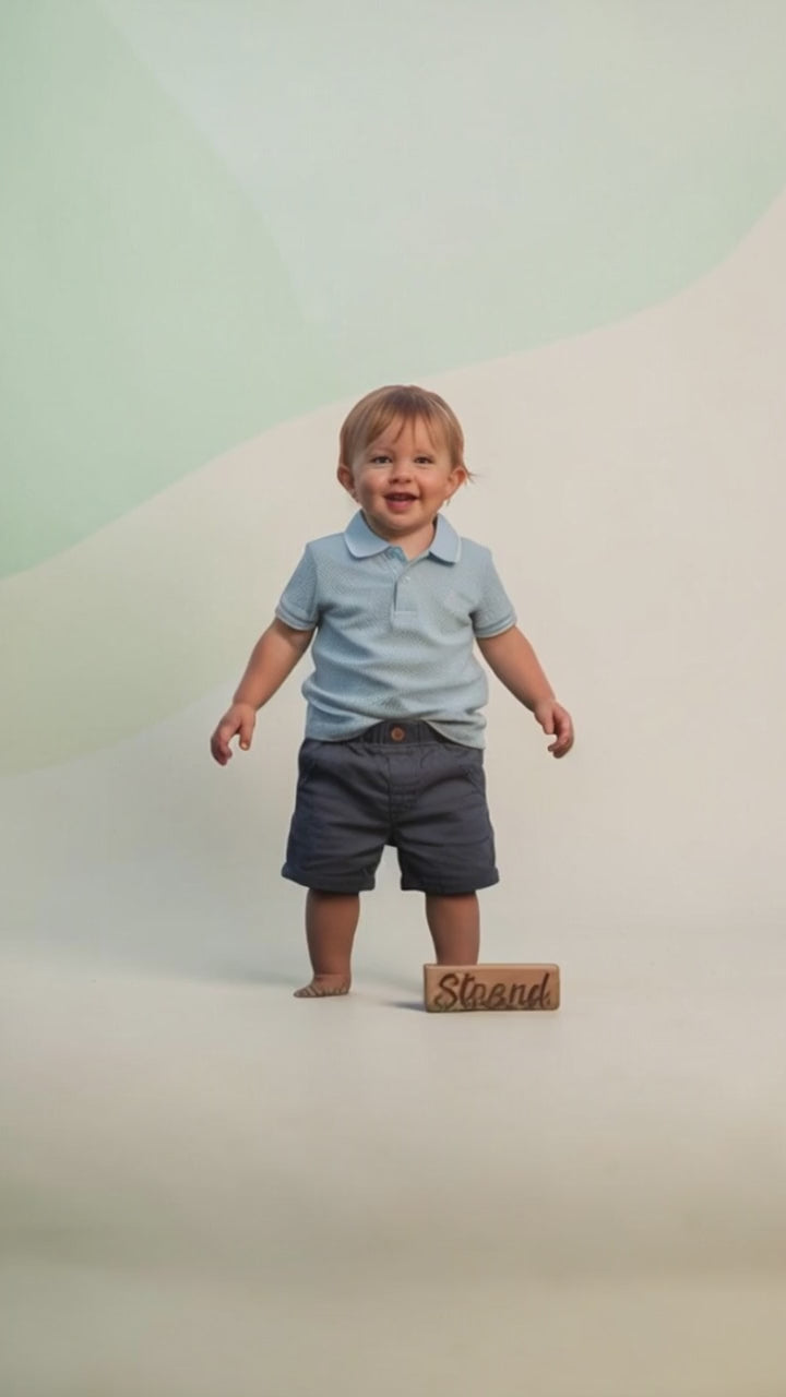 Boys grey cotton polo shirt with shorts