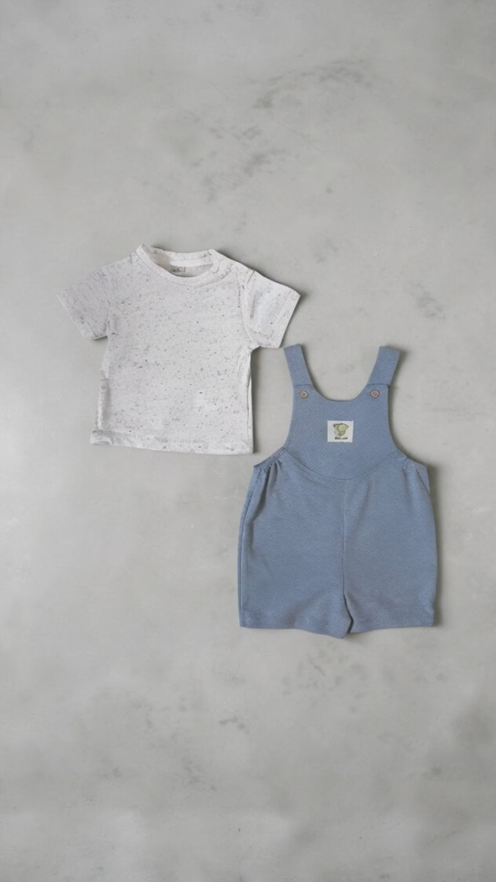 Baby boy dungaree shorts and t-shirt