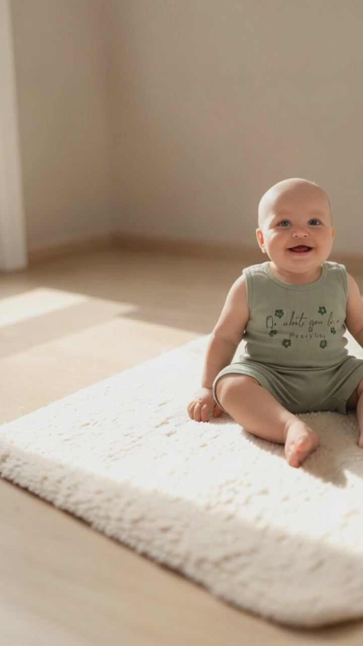 Girls vest top soft green with shorts linen